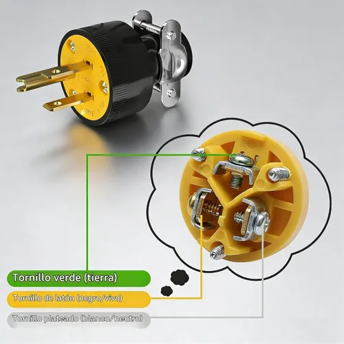 Vista 4 de 1 unids cable de extensión extremo eléctrico enchufe de repuesto NEMA 5-15P 15A 125V 2Pole 3Wire Shell negro grado industrial 3 clavijas macho hoja