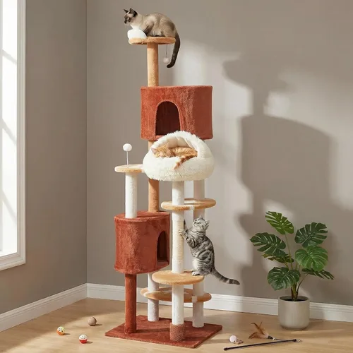 Vista 13 de Erinnyees Árbol de flores para gatos, torre para gatos de 38.2 pulgadas, torre de árbol de gatito de varios niveles para interiores, casa de gatitos