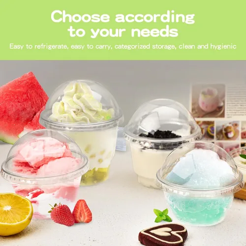 Vista 7 de 50 tazas de plástico transparente para postres de 5 onzas con tapa de cúpula, tazas desechables para helado y tazas de parfait, vasos de plástico