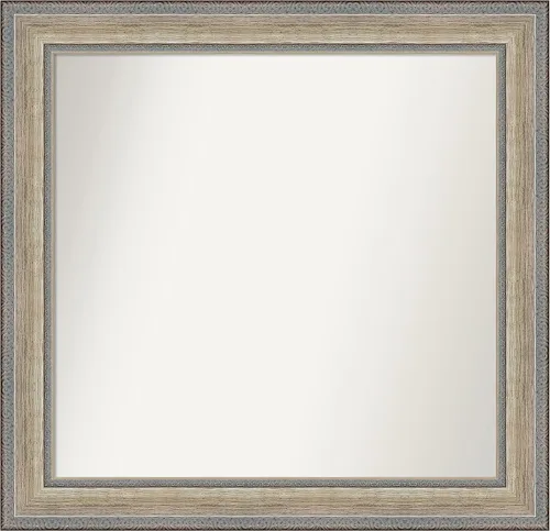 Vista 364 de Amanti Art Espejo de baño plateado para sobre el fregadero, 28 x 37 pulgadas, elegante espejo rectangular de peltre cepillado, marco de madera