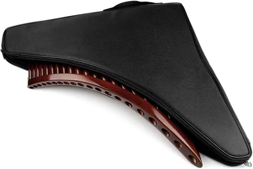 Vista 8 de Flauta de sartén de bambú natural con llave E, instrumento musical tradicional chino, tubos marrones, fáciles de aprender con caja negra