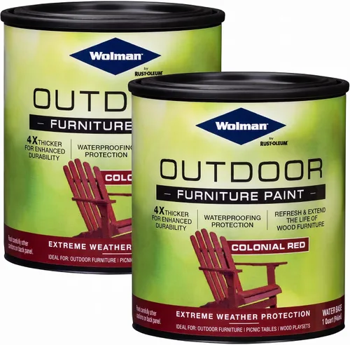 Vista 4 de Wolman 360350 Pintura para muebles de exterior, cuarto de galón, rojo Rojo (Colonial Red)