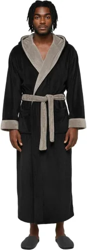 Vista 30 de Alexander Del Rossa Bata de baño de vellón afelpado suave, con capucha, para hombre, bata larga y cálida Verde militar