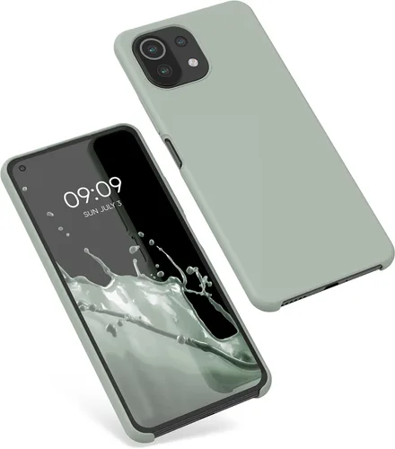 Vista 8 de kwmobile Funda compatible con Xiaomi 11 Lite (5G) NE/Mi 11 Lite (5G) - Funda de silicona TPU con acabado suave - Gris Verde