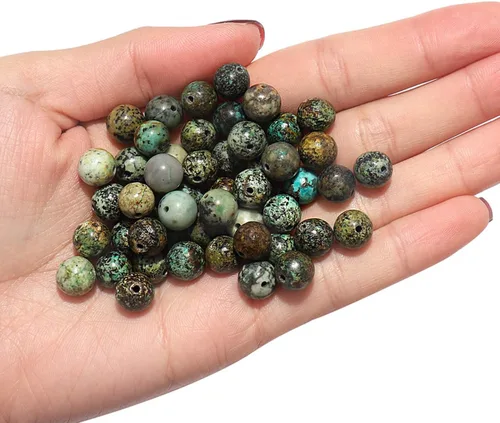 Vista 4 de 100 cuentas de piedra natural de 0.315 pulgadas (0.315 in), piedras preciosas redondas sueltas, piedra de energía curativa para hacer pulseras, 100