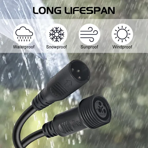 Vista 5 de Cable de cable de luces de escenario al aire libre, cable DMX aterproof de 3.3 ft/3.2 pies con XLR macho para luz Par LED impermeable usada por