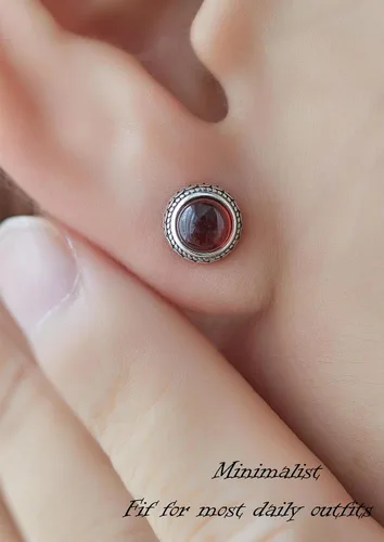 Vista 14 de Aretes de plata de ley con piedra natal de cristal real, joyería para mujer, moda occidental 925, envejecida, bohemia, hecha a mano, el mejor regalo