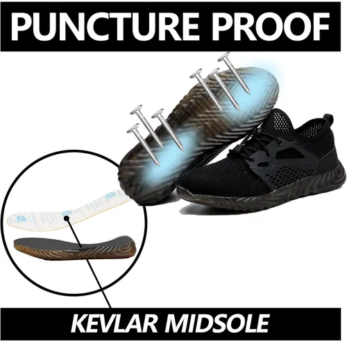 Vista 61 de SUADEX Zapatos deportivos con punta de acero para hombres y mujeres, indestructibles, ligeros, cómodos, antideslizantes, puntera compuesta