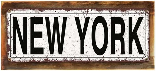 Vista 3 de Letrero de calle de metal de Nueva York, rústico, vintage