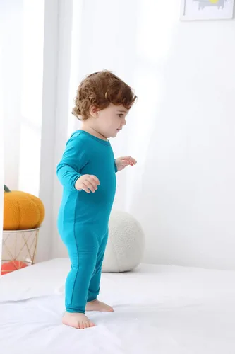 Vista 5 de GUISBY Pijama de bambú para bebé, manga larga con cierre a presión