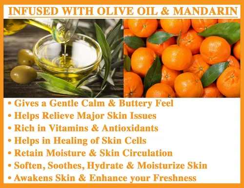 Vista 4 de Olivia Care Jabón en barra de mandarina – Aceite de oliva puro Ingredientes 100% naturales, orgánico, vegano – Para rostro y cuerpo. Molido triple