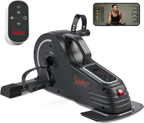 Vista 11 de Sunny Health & Fitness Ejercitador de Pedal de Doble Función Bajo el Escritorio, Mini Bicicleta de Cardio Portátil para Interiores en Casa, Ciclo