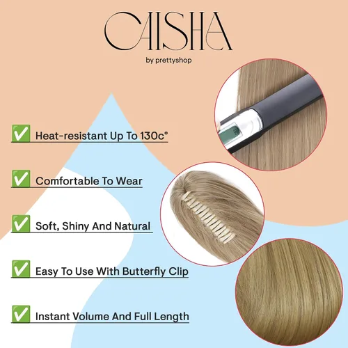 Vista 5 de CAISHA 24 "Hairpiece Cola de caballo Clip en la extensión de pelo largo recto negro H601