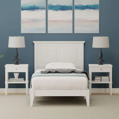 Vista 16 de Cama de plataforma de madera maciza estilo cabaña en tamaño matrimonial - Cereza clásica
