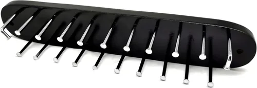 Vista 4 de Richards Homewares - Estante de corbata montado en la pared, organizador de corbata de madera para armario, 21 ganchos cromados, almacenamiento