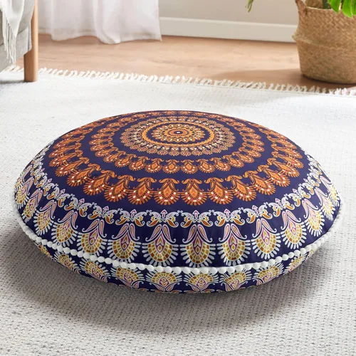 Vista 18 de Codi - Cojín de suelo para meditación, grande y redondo para adultos, diseño bohemio de mandala para exteriores, chimenea, yoga, sala de estar, 32