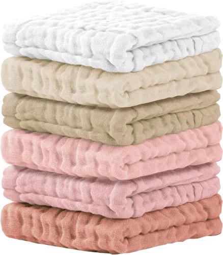 Vista 10 de Cuddle Campus Paquete de 6 paños de muselina para bebé, paños para eructos Set 3