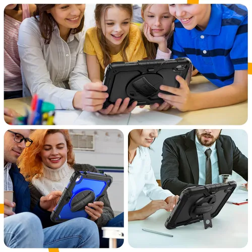 Vista 4 de Timecity - Funda para iPad de 9ª/8ª/7ª generación, de 10.2 pulgadas, funda protectora resistente con protector de pantalla, soporte giratorio Negro