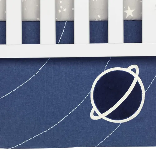 Vista 6 de Lambs & Ivy Milky Way Space Galaxy - Juego de ropa de cama para cuna de bebé, 4 piezas, color azul y gris