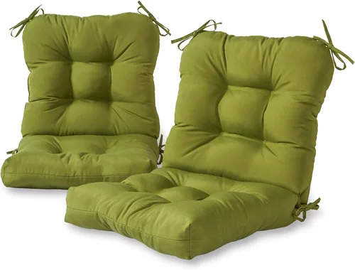 Vista 46 de Cojines para silla de exterior con bisagras, diseño de una sola pieza, cojín reversible para asiento y respaldo de patio con lazos, tela de Aloha