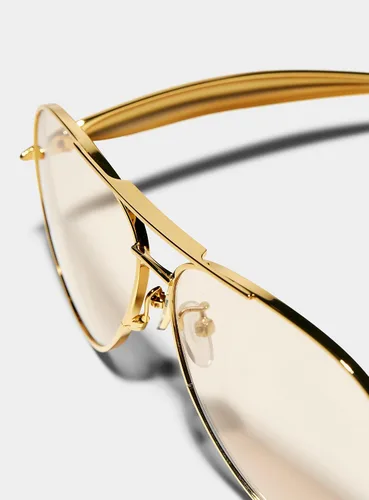Vista 4 de Lentes de sol estilo aviador retro dorados para mujeres y hombres, 2025 de metal de gran tamaño de los años 70