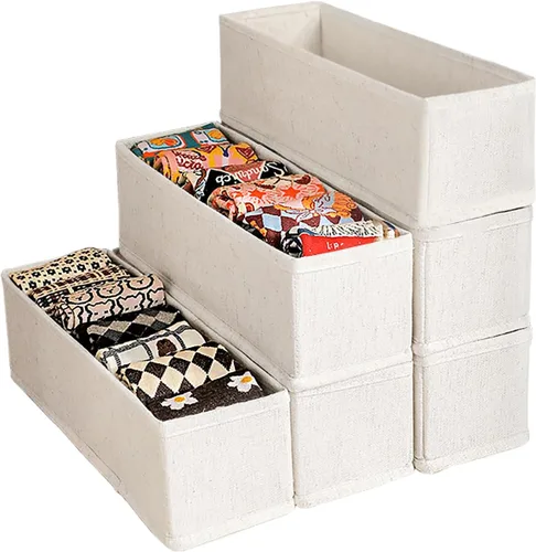 Vista 8 de MURRI&MURRDI Mini organizador plegable para cajones de ropa, 6 piezas, organizador de cajones de tela estrecho para guardería, pequeños contenedores