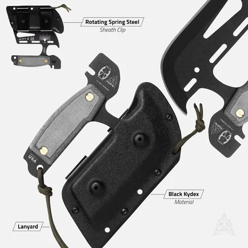 Vista 4 de Hacha de mano Tops Knives Atax Durable Steel Construction • Multi-Tool Survival Hatchet • Camping, Bushcraft, Hunting, Hiking & Emergency Use