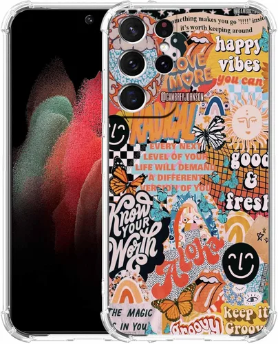 Vista 65 de Funda de collage estético para Samsung Galaxy S21, patrón de citas positivas, funda de TPU suave de moda compatible con Galaxy S21