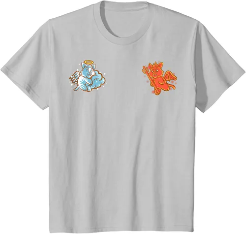 Vista 74 de Camiseta de gato ángel y diablo sentado en tu hombro Nerd Kitten, Negro