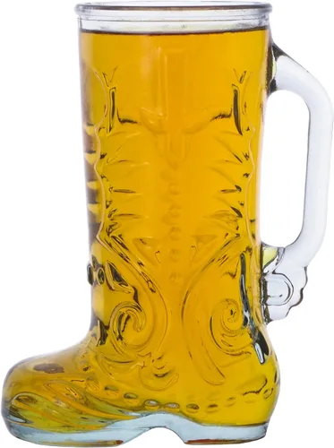 Vista 3 de Chefcaptain Juego de 2 tazas de vidrio para botas con asas, 1 litro (34 onzas), vasos de cerveza Das Boot, sin plomo, aptos para lavavajillas