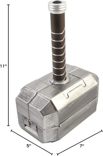 Vista 6 de Caja de herramientas, linterna y electrónica con diseño de martillo de Thor de Marvel, kit de 28 piezas con llave inglesa