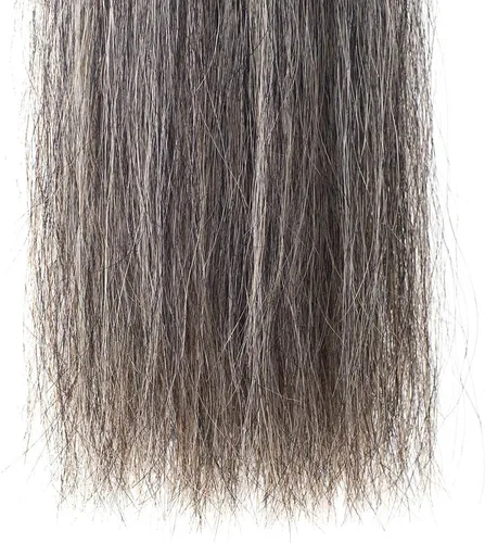 Vista 3 de Extensiones de cola de caballo con bucle trenzado de crin, parte inferior de corte romo, 34-36 pulgadas de largo y peso de 1/2 libra (gris oscuro)