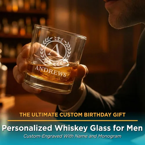 Vista 2 de On The Rox Vaso de whisky personalizado, monograma grabado de 11 onzas, regalo para padrinos de boda de Bourbon Scotch para hombres, nombre inicial