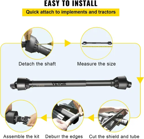 Vista 6 de VEVOR Eje de transmisión PTO, Eje de transmisión PTO de 1-3/8", Eje de transmisión PTO con 6 ranuras para tractor y extremo redondo