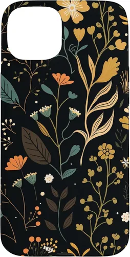 Vista 9 de Floral Aesthetic Simple Boho Modern Botanical Flowers Black Case for iPhone 17