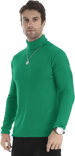 Vista 25 de Camiseta de manga larga para hombre, ajustada, ligera, con cuello de tortuga