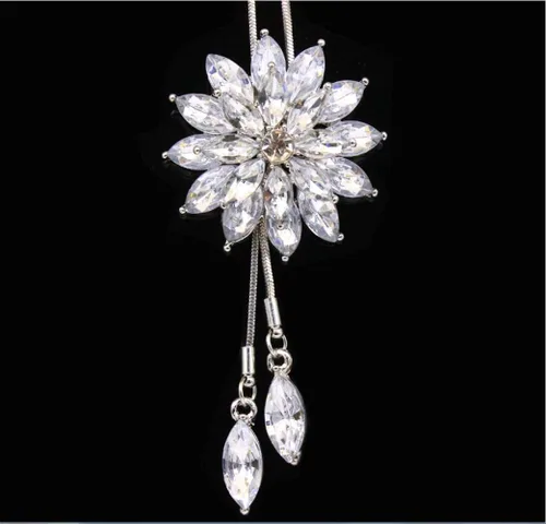 Vista 3 de Cathercing - Collar de cadena ajustable, larga y elegante con dije de diamantes de imitación, joyería única para mujeres y niñas, Cathercing
