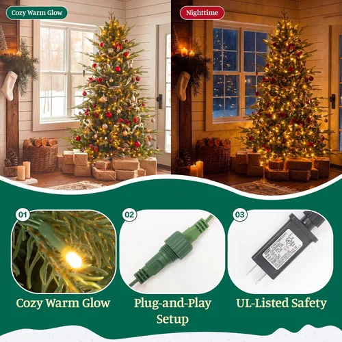 Vista 7 de Árbol de Navidad de abeto Aspen preiluminado de 6 pies, árbol