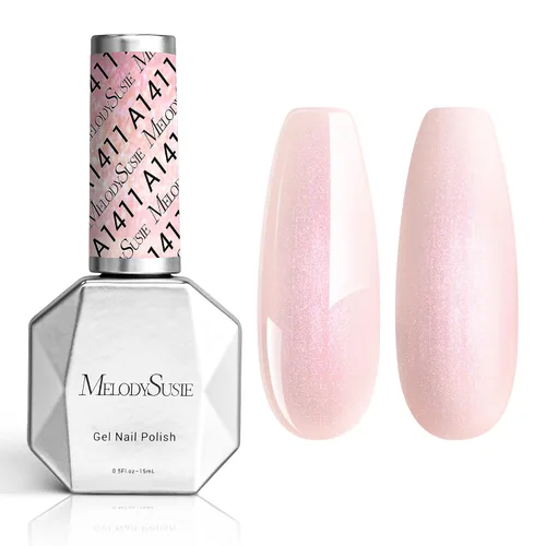 Vista 28 de MelodySusie - Esmalte de uñas en gel con brillo perla rosa brillante, 0.5 fl oz, efecto hilo, con acabado de concha rosa brillante, UV LED