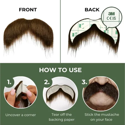 Vista 19 de Mustaches Bigotes falsos autoadhesivos, original, estilo morsa, M
