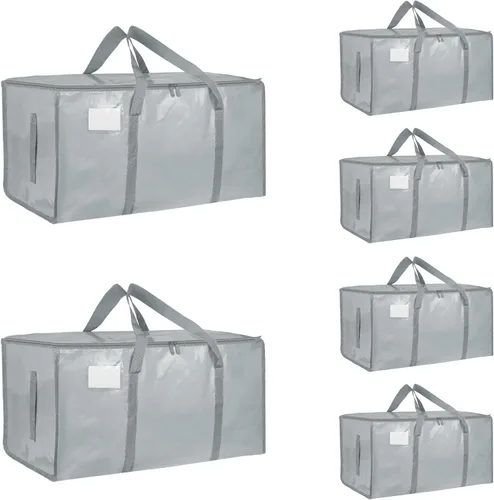 Vista 9 de Paquete de 4 bolsas de mudanza extra grandes y resistentes, bolsas de almacenamiento impermeables con asas y cremalleras, plegables para dormitorio