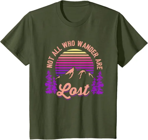 Vista 10 de Not All Who Wander Are Lost Vintage Mountains - Camiseta de senderismo, Negro, S