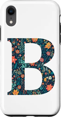 Vista 9 de iPhone 12 mini monograma iniciales floral letra B bonito patrón flores caso