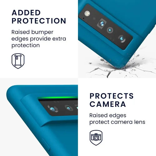 Vista 3 de kwmobile Funda Compatible con Google Pixel 6 Pro - Funda de Teléfono de Silicona TPU con Acabado Suave - Azul Caribe