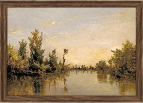 Vista 194 de MUDECOR Lienzo enmarcado prémium para pared, pinos nevados en bosque de invierno, ilustraciones modernas, arte contemporáneo, escénico, divertido