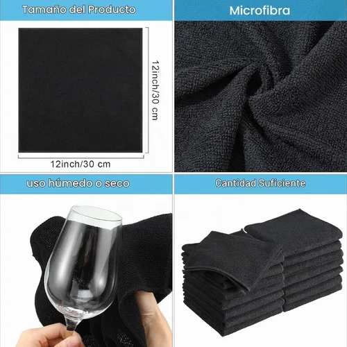Vista 2 de Tenare Paquete de 100 paños de limpieza de microfibra de 12 x 12 pulgadas, trapos de limpieza reutilizables, toallas de microfibra a granel, paños