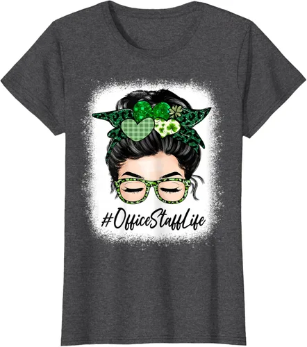 Vista 5 de Office Staff - Camiseta de trébol para mujer, diseño de moño desordenado, Verde