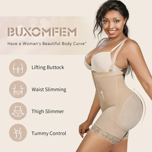 Vista 2 de BUXOMFEM Fajas Colombianas - Body moldeador de cintura para mujer con control de abdomen cuerpo completo levantamiento de glúteos busto abierto