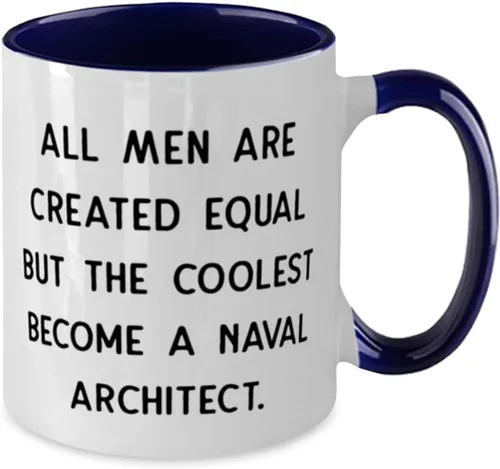Vista 2 de Love Naval architect Two Tone 11oz Mug, All Men Are Created Equal but the Coolest Become a, Nice Cup For Friends From Friends, Naval architect love
