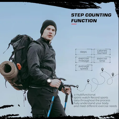 Vista 2 de findtime Reloj digital para hombre, podómetro, contador de pasos, brújula militar, impermeable, reloj deportivo táctico, contador de calorías, reloj